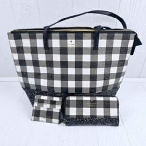 Kate Spade Black & White Buffalo Glitter 3 Piece Set